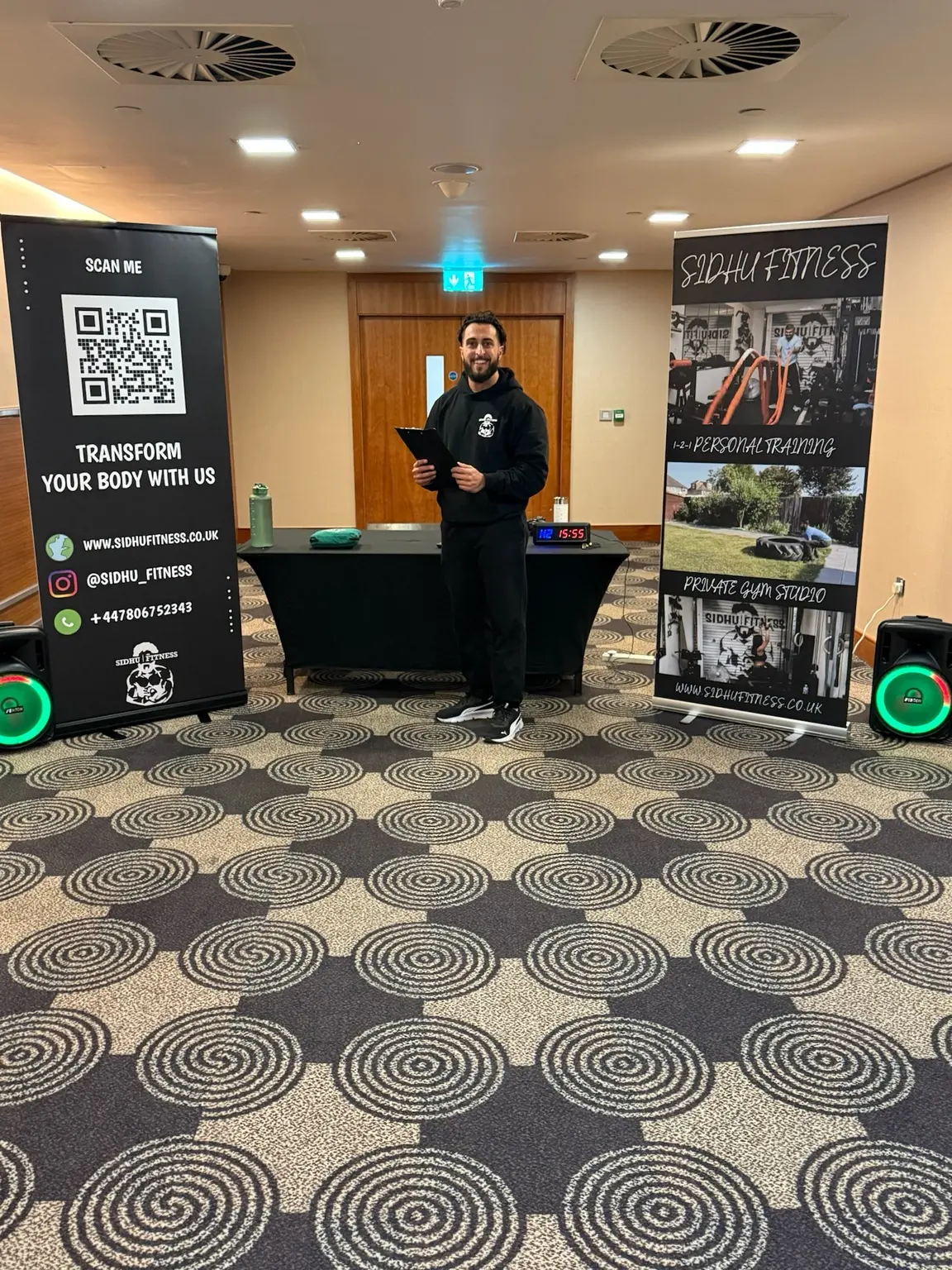 Tony Sidhu at a branded Sidhu Fitness corporate wellbeing and private events setup
